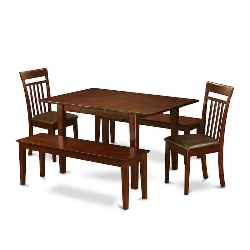 Rustic Dinette Set 7 Piece - Small Space Dining Table & 6 Chairs - Solid Wood Kitchen Table Set