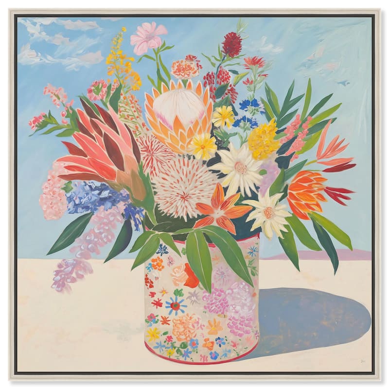 Floral Tin Canvas by Art Remedy - Silver - 40" x 40"