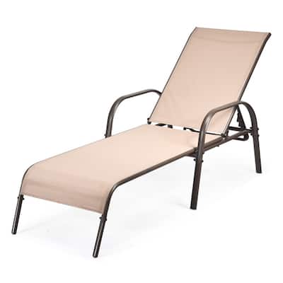 Adjustable Patio Chaise Folding Lounge Chair with Backrest - 75.5" x 26" x 24.5" (L x W x H)