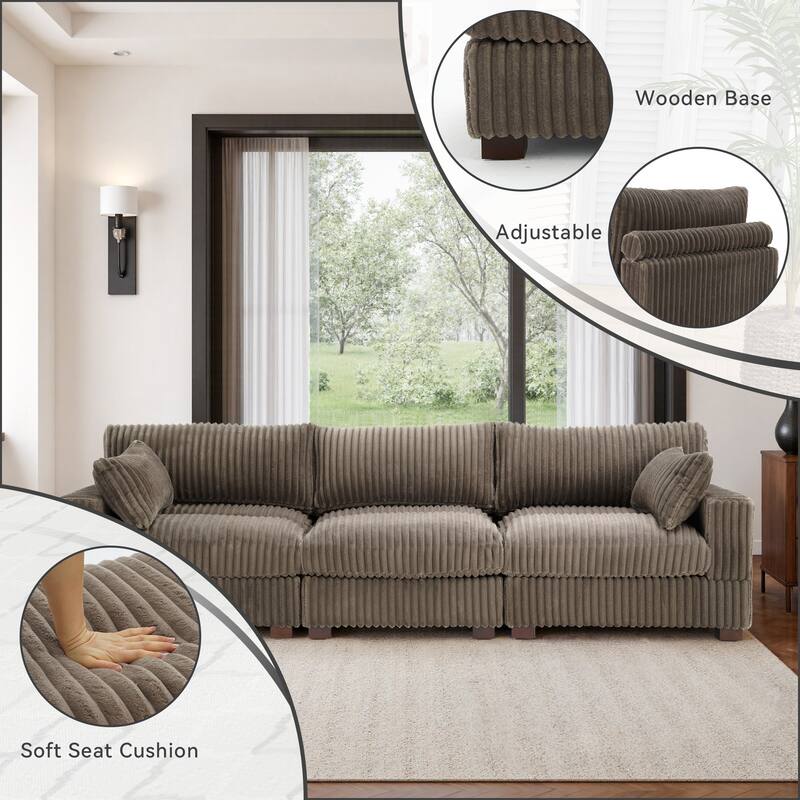 Plush Flannel Modular Sectional Sofa for Living Room