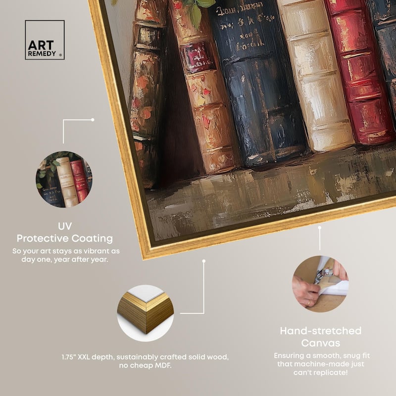 Bookshelf Bouquet I Canvas by Art Remedy
