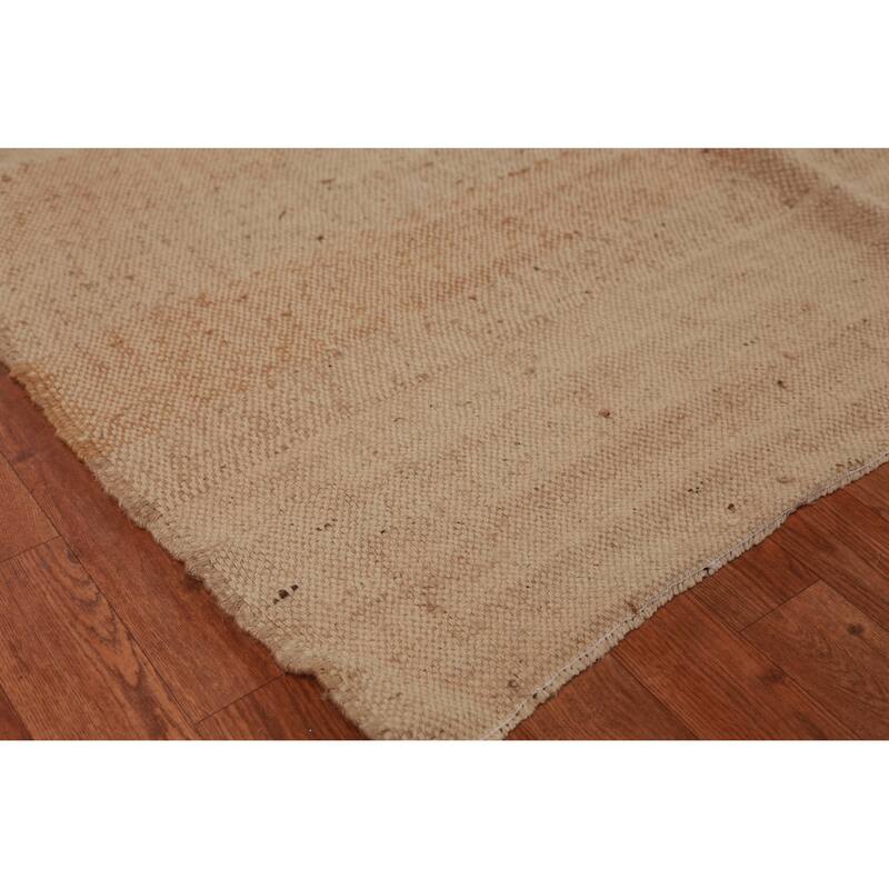 Hand Woven Oriental 100% Jute Carpet Southwestern Modern Beige & Ivories Kilim Area Rug - 12' 6'' X 10' 11''