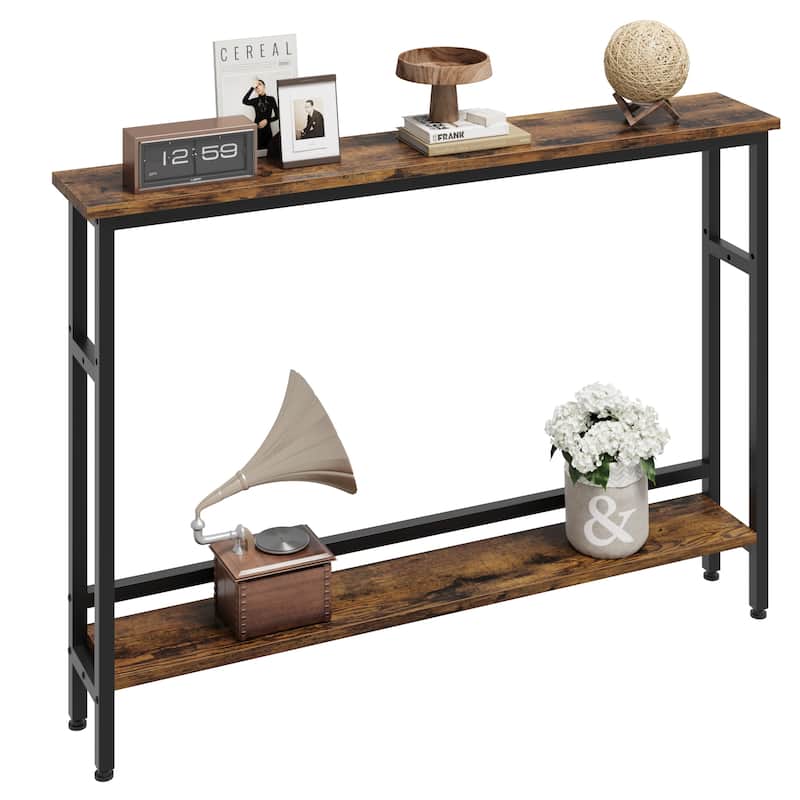 5.9 Inch Narrow Behind Couch Table 2-Tier Console Table