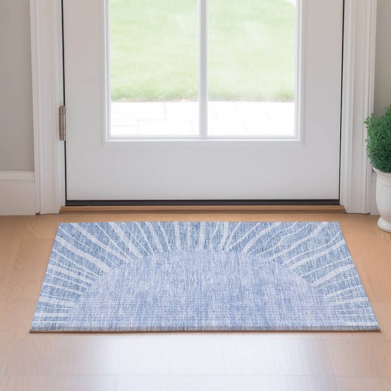 Premium Washable Super Soft Contemporary Rays Mayfield Rug - Denim - 1' 8" x 2' 6" - Rectangle
