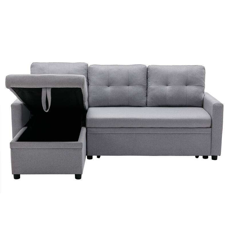 Modern L-Shape Convertible Sleeper Sectional Sofa