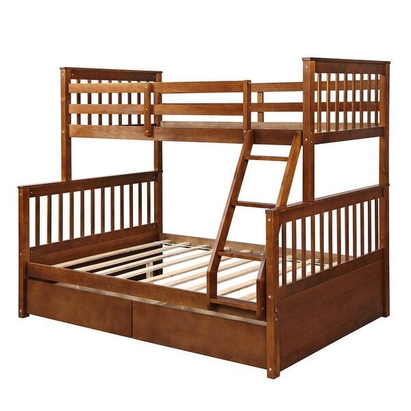 Shop Merax Twin Over Full Bunk Bed With Ladders And Two Drawers On Sale Overstock 31519863