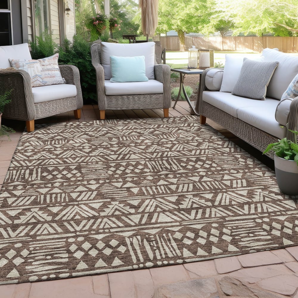 Machine Washable Indoor/ Outdoor Chantille Boho Tribal Rug