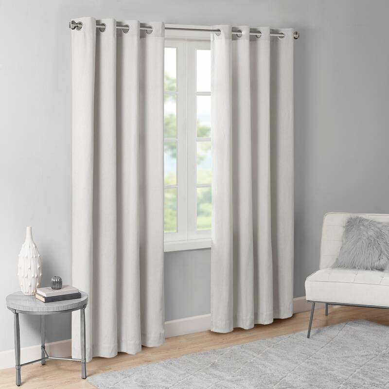 Madison Park Oslow Solid Piece Dyed Grommet Top Single Curtain Panel