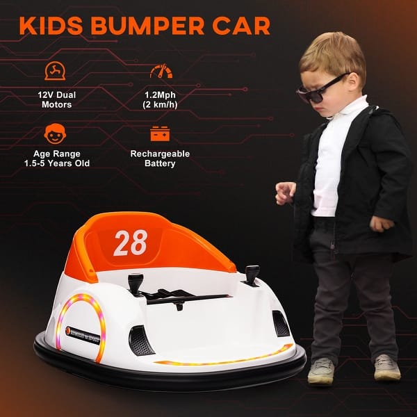 slide 2 of 7, Orange 12V Bumper Car, Spin Fun with Remote Control 2-4 Years - Orange