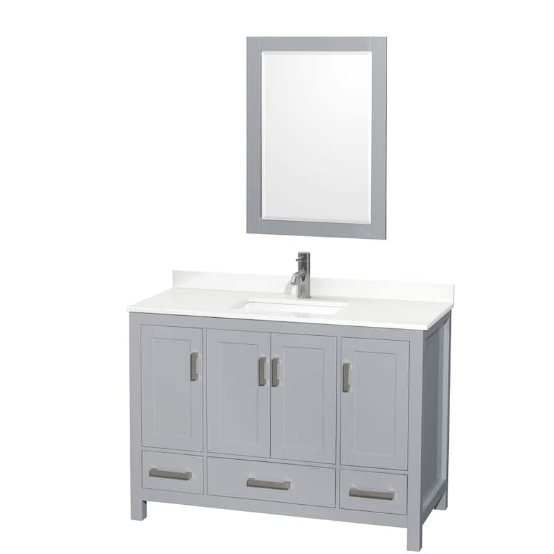 Wyndham Collection WCS141448S-QTZ-UNSM24 Sheffield 48" Free Standing - Gray / White Quartz Top / Brushed Chrome Hardware