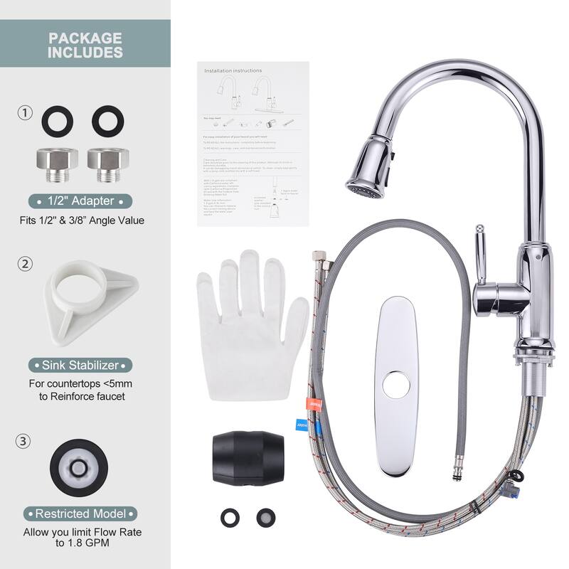 WOWOW Pull Down Sprayer Kitchen Faucet