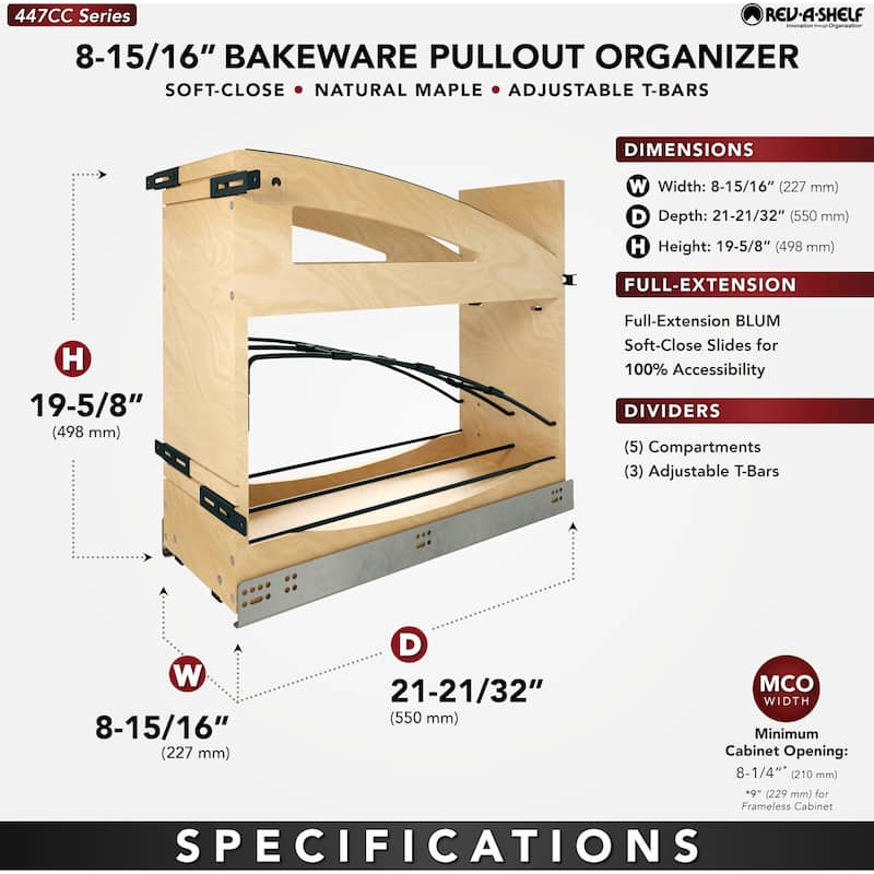 Rev-A-Shelf 447CC-BCSC-8 Craftsman 8-15/16" Wide Designer Solid Maple