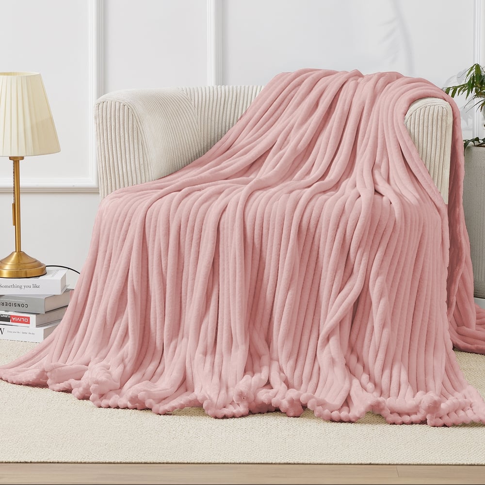 Textured Stripe Cozy Throw Blanket, Ultra-Soft, All-Season Comfort for Every Adventure