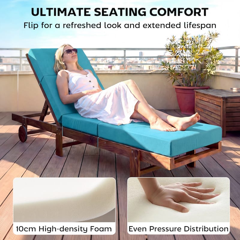 Outsunny Chaise Lounge Cushion, 4" Thick Outdoor Lounge Chair Cushion with Non-Slip Ties