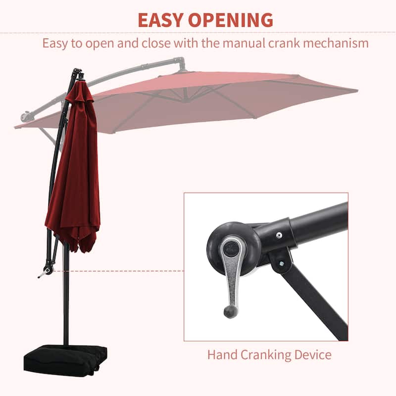 Ainfox 10ft Offset Hanging Market Patio Umbrella With Base