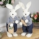 preview thumbnail 3 of 4, Standing Girl Bunny with Basket Easter Figure - 19" - Navy Blue
