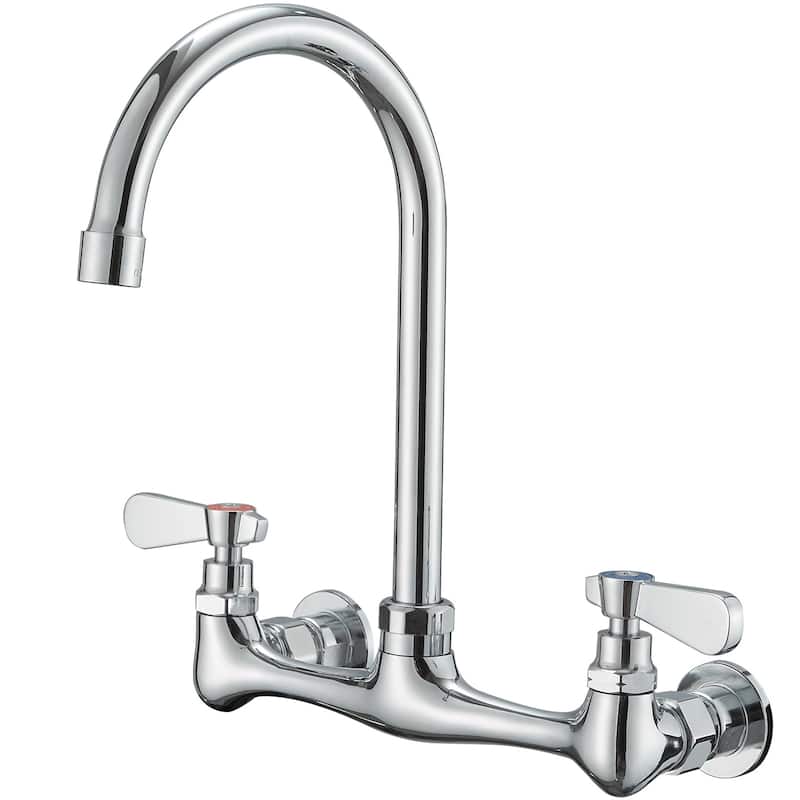 Double-Handle Wall Mounted Swivel Kitchen Faucet