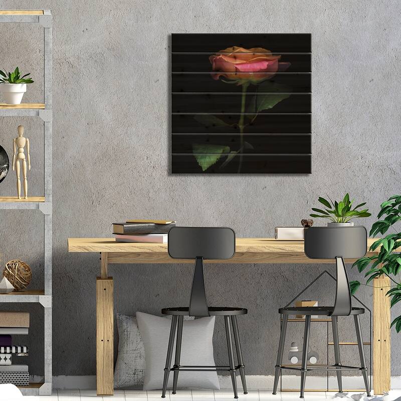 The Glowing Rose Print On Wood by Magda Indigo - Multi-Color