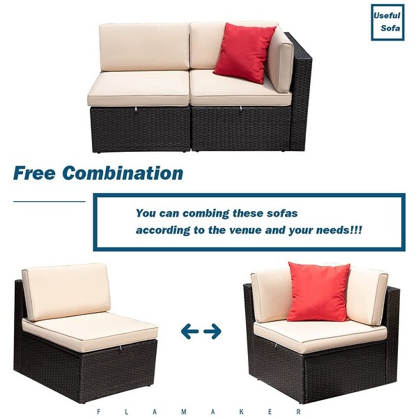 Homall 2 Pieces Patio Furniture Set PE Rattan Sofa Chair Set