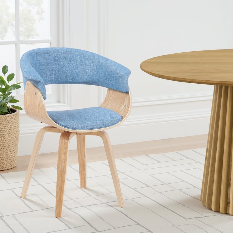 Carson Carrington Vamdrup Mid-Century Dining Chair with Bentwood Legs - Light Blue and Oak