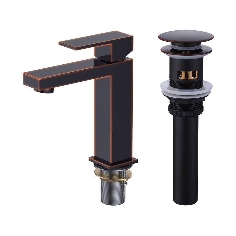 Fine Fixtures Modern Single Hole Bathroom Sink Faucet with Pop-up Drain and Strainer Basket