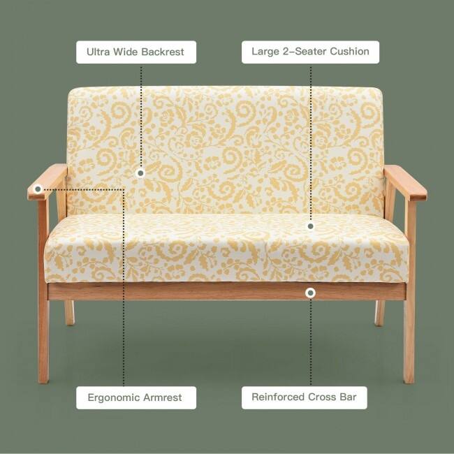 Modern Fabric Loveseat Sofa Couch Upholstered 2-Seat Armchair - 45" x 26.5" x 32" (L x W x H)