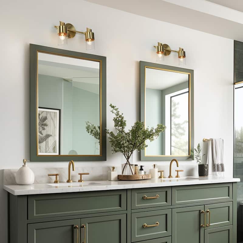 Modern 1/2/3-Light Dimmable Gold Bathroom Vanity Light Cylinder Glass Wall Sconces