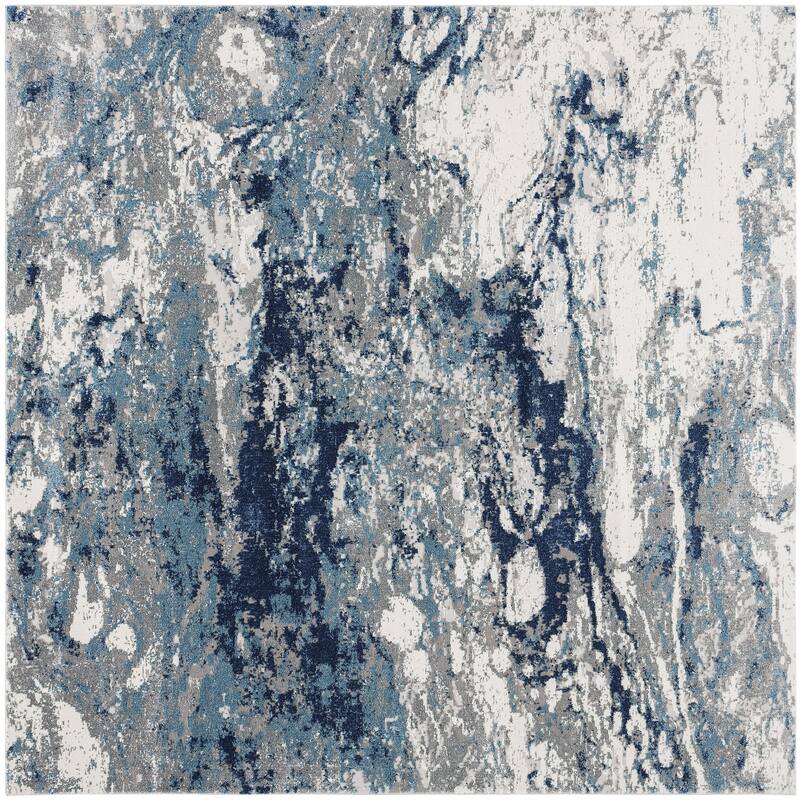 SAFAVIEH Lilypond Zorana Modern Abstract Rug - 6'7" Square - Grey/Blue