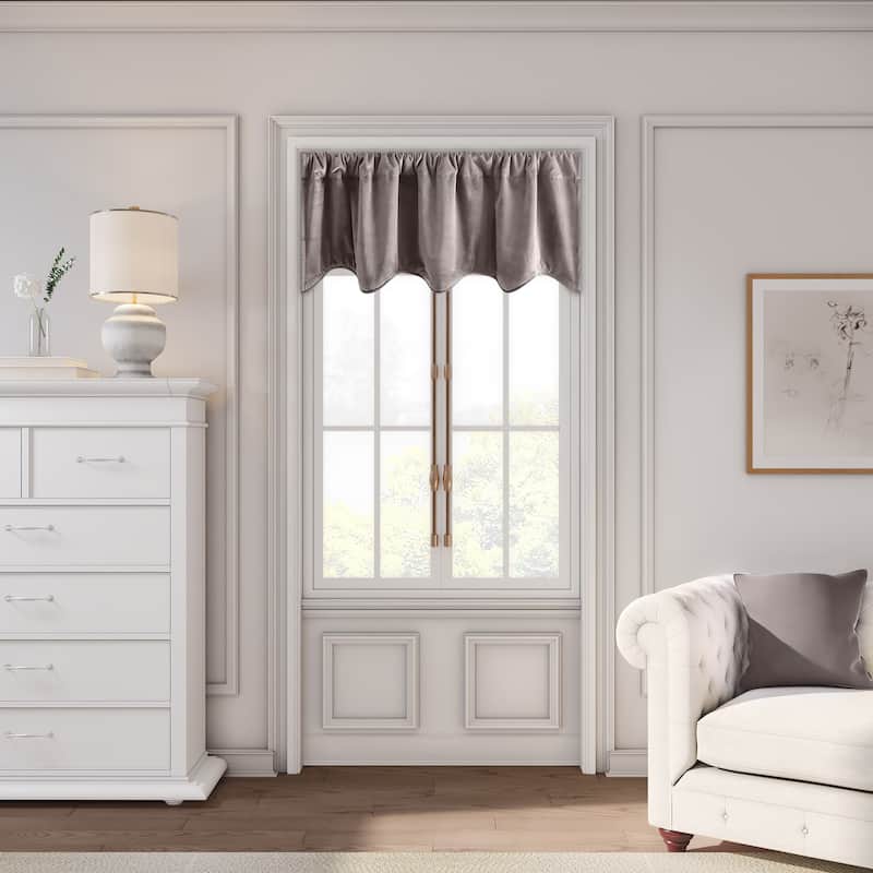 Premium Velvet Lined Scalloped Curtain Valance - 50"W x 17"L - Mauve