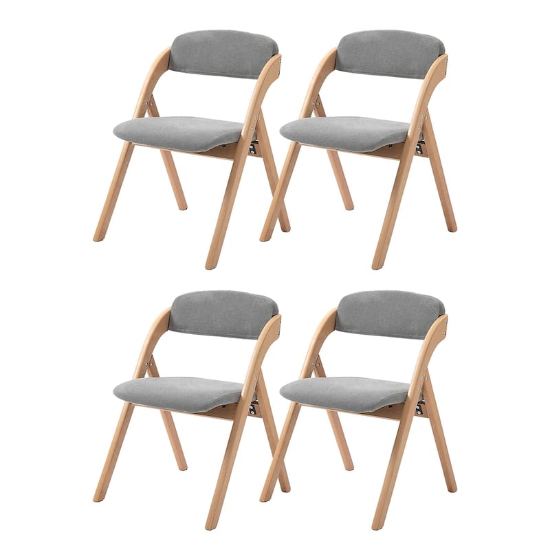 Wooden Stackable Dining Folding Chairs with Padded Seats(Set of 4) - Grey