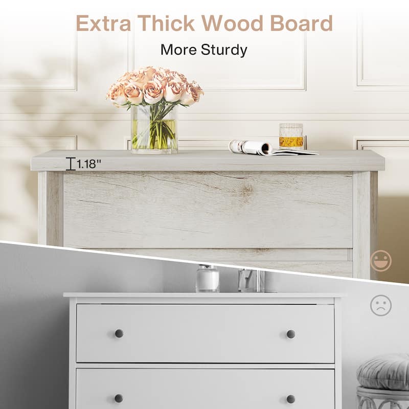 Oversized 3-Drawer Wood Nightstand, Large Storage Night Stand for Bedroom