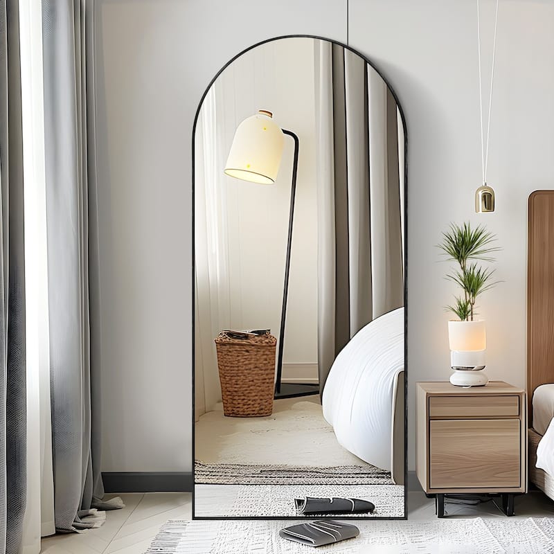 Arched Full Length Mirror Large Floor Mirror - 70.9X23.9 - Black