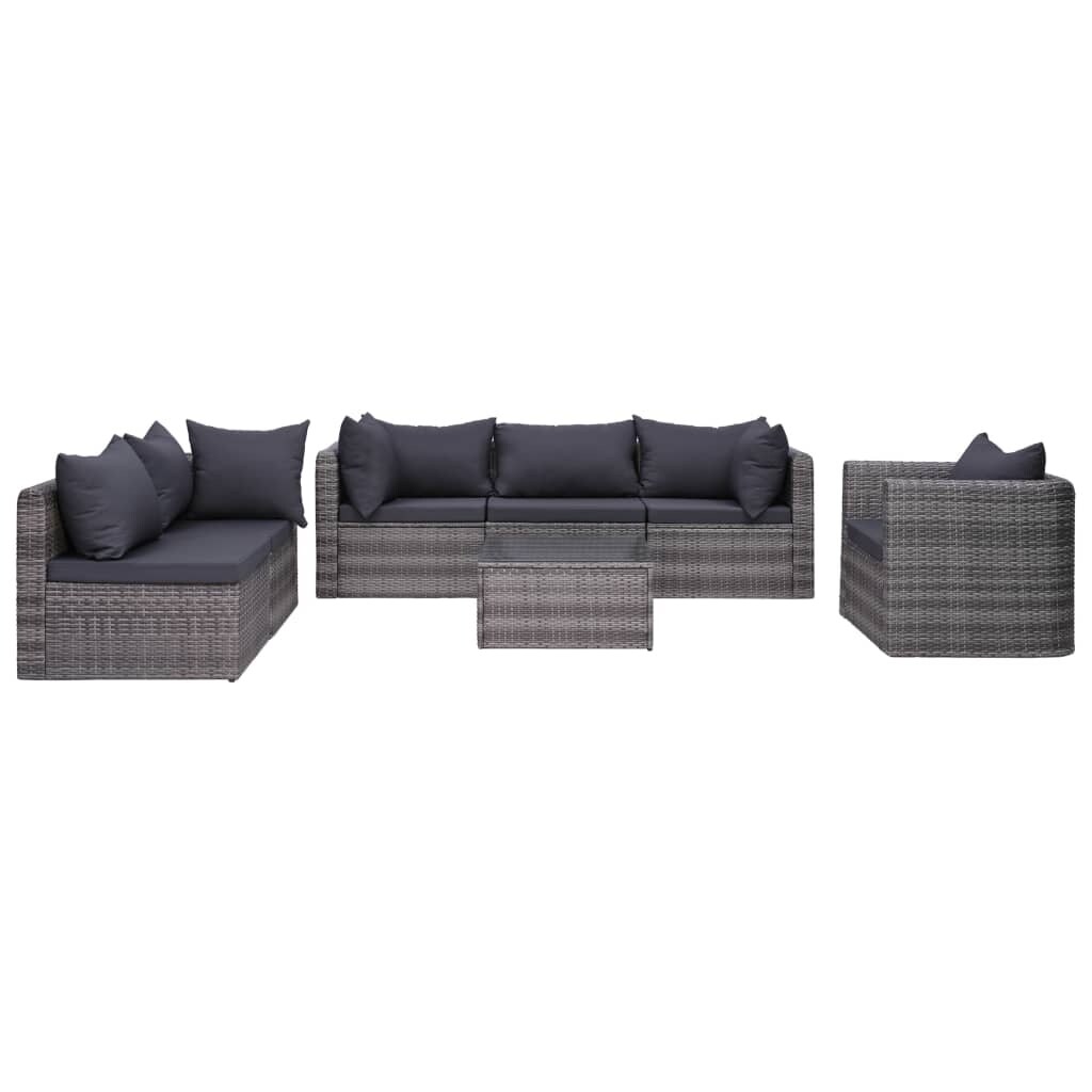 Shop Vidaxl 7 Piece Garden Sofa Set With Cushions Pillows Gray Free Shipping Today Overstock 29049631