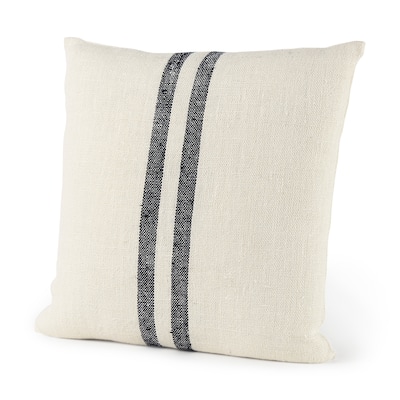 Sandra Beige With Blue Stripes Decorative Pillow Cover