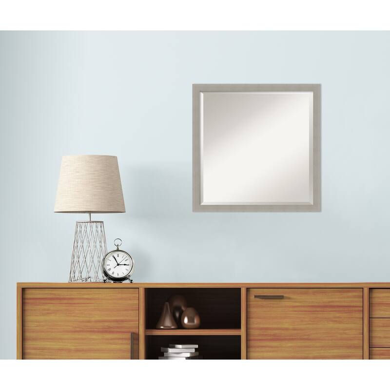 Woodgrain Stripe Beveled Wood Framed Wall Mirror