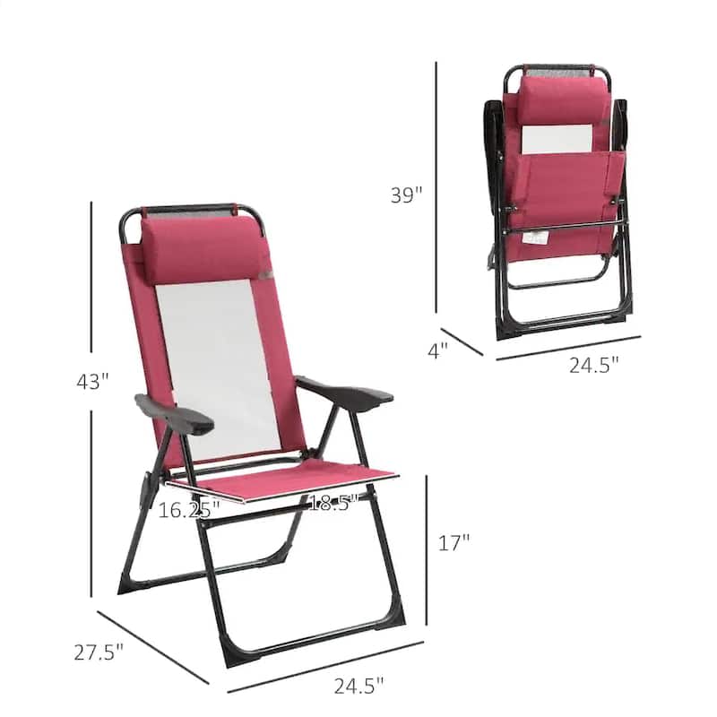 Folding Patio Dining Chairs Set of 2,Adjustable Sling,Headrest,Outdoor
