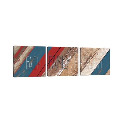 iCanvas "Faith Family Freedom" by Kimberly Allen 3-Piece Canvas Wall Art Set