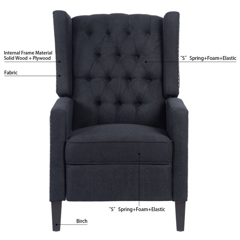27.16" Wide Manual Wing Recliner Chair with Silver Bubble Nails