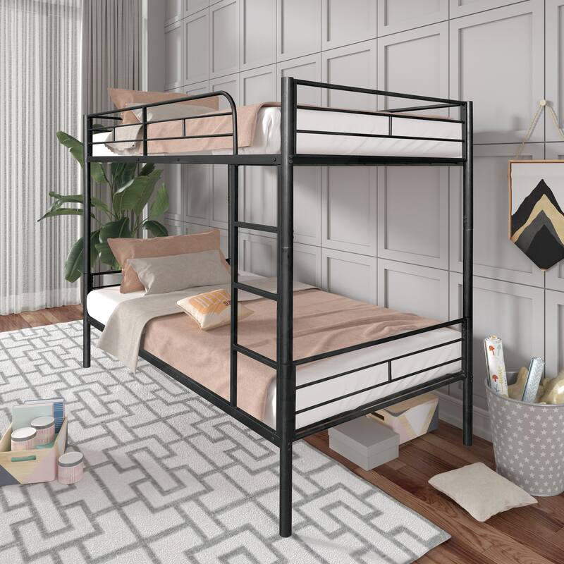 Space-Saving Convertible Twin Over Twin Bunk Bed with Detachable Design