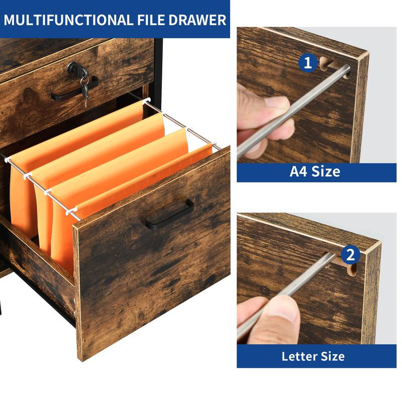 Moasis 79" Reversible U Shaped Desk with Power Outlets LED Lights L Shaped Desk w/Drawers Cabinet
