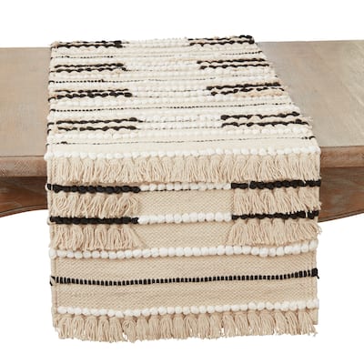Artisanal Knotwork Fringed Table Runner - 16"x72"