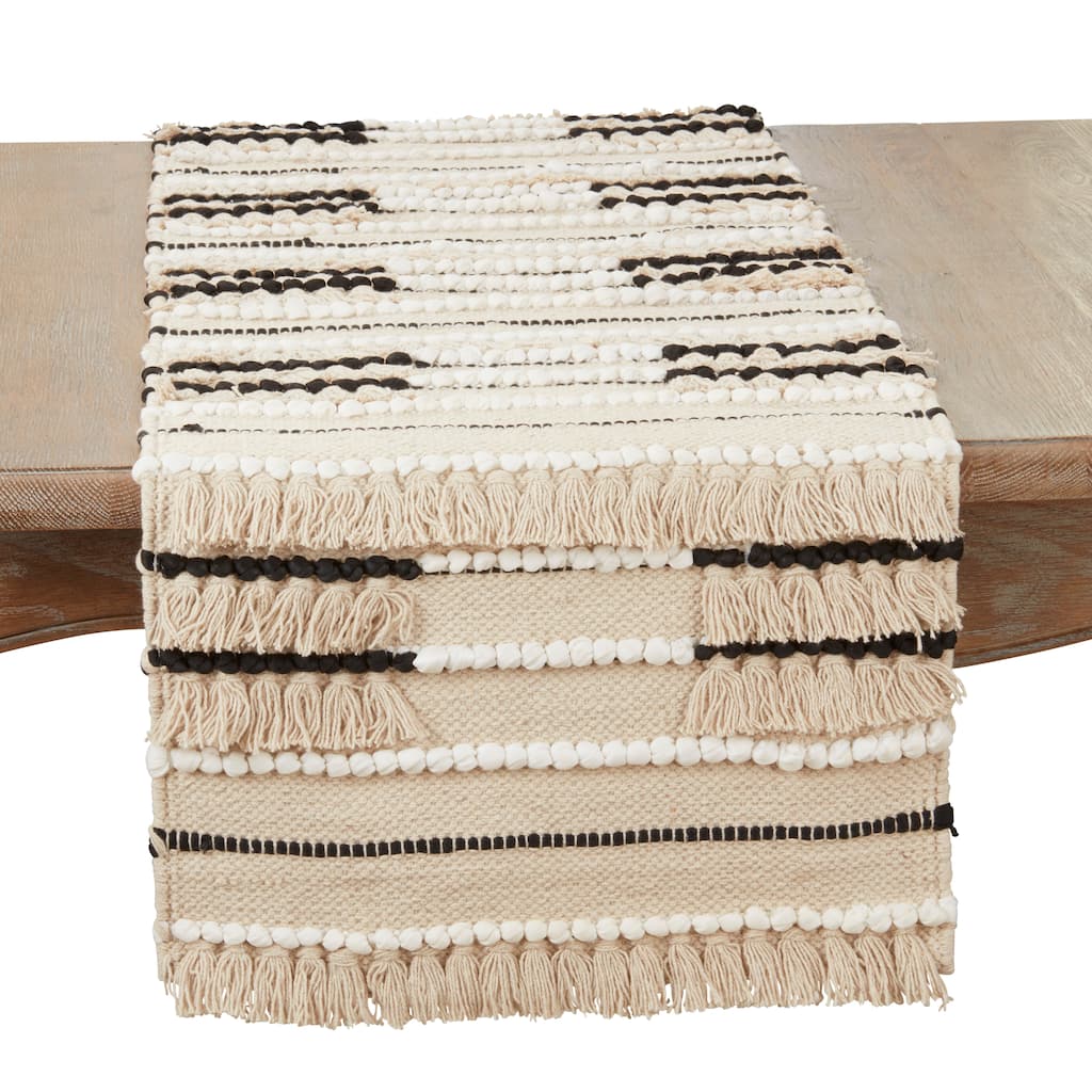 Artisanal Knotwork Fringed Table Runner - 16"x72"