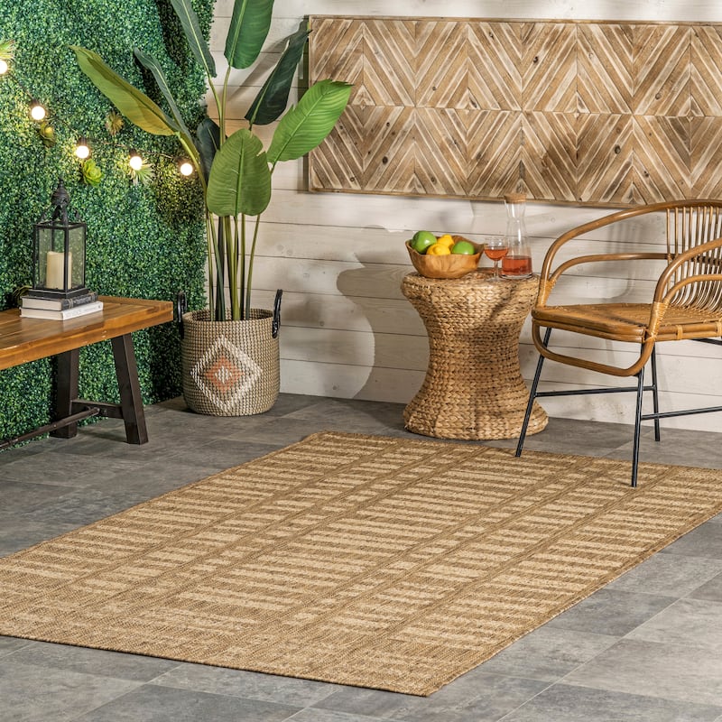 Nuloom Marin Contemporary Indoor/Outdoor Area Rug - 2' x 8' Runner - Brown