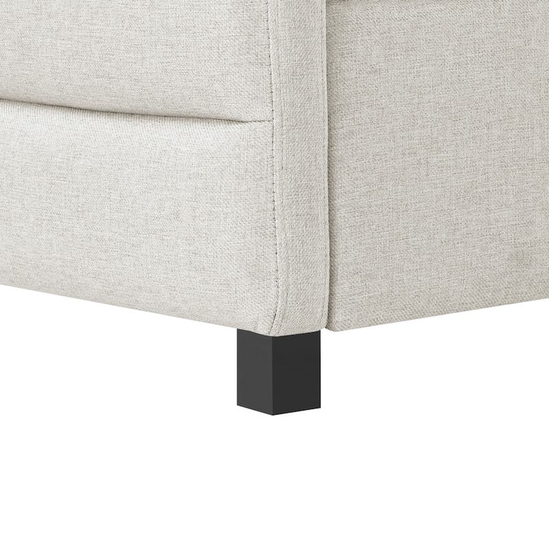 Linen Fabric Upholstered Daybed with Pull-Out Trundle or Storage Drawers, Tufted Sofa Bed Frame with Wood Slat Support