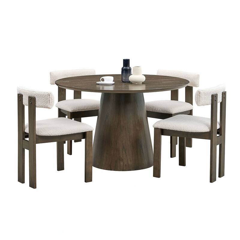 2PCS Wooden Boucle Dining Side Chairs