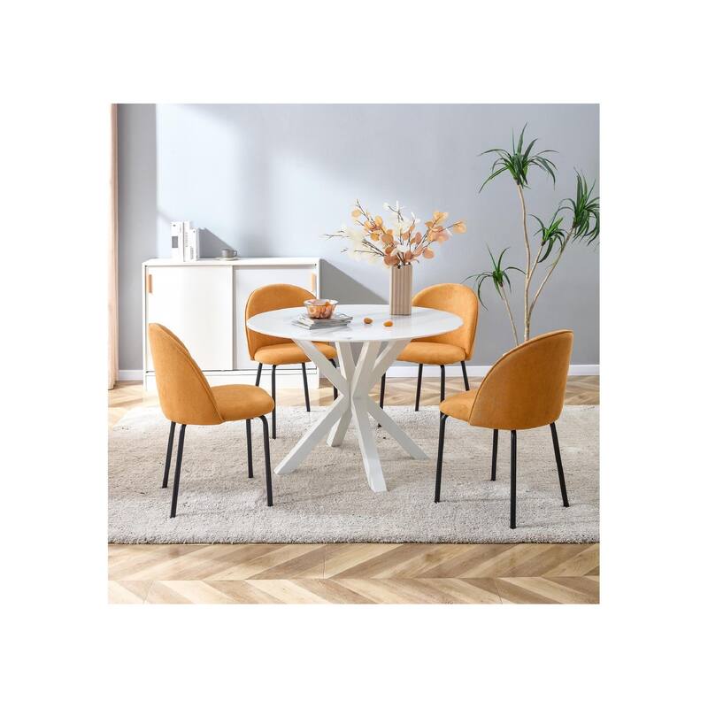 Modern Chair 2-Piece Set with Soft Seat and Comfortable Backrest，Powder-Coated Stainless Steel Frame