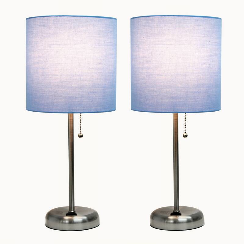 Simple Designs 19.5" 2 Pack Table Desk Lamp Set with Charging Outlet - 19.50
