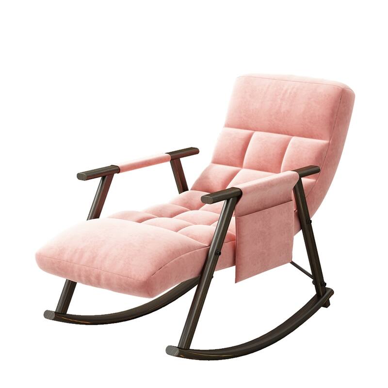 Folding Rocking Upholstered Chair with Adjustable Back and Footrest