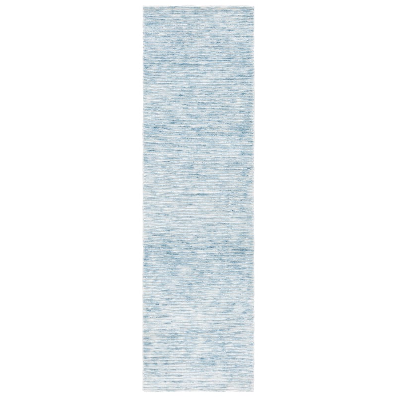 SAFAVIEH Audrey Poula Modern Stripe Rug - 2'3" x 8' Runner - Blue/Ivory