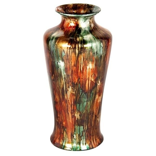 Heather Ann Creations W0764-04 Leah 24 in. Foiled & Lacquered Ceramic Floor Vase - Turquoise Copper & Bronze